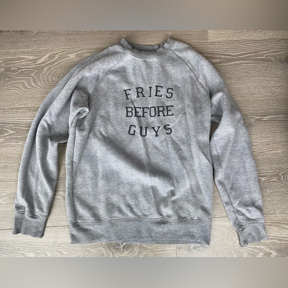 Brunette the Label ‘Fries before Guys’ Grey Sweatshirt - Picture 1 of 3